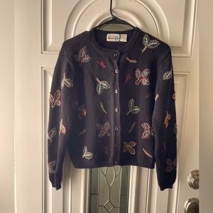 𝅺paul Harris Design Embroidered Floral Leaf Size M Sweater